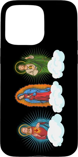 Vista 31 de Funda para iPhone 17 con diseño de Jesús, Virgen María y San Judas Tadeo in Clouds