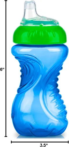 Vista 3 de Nuby Paquete de 2 vasos antiderrames, 10 onzas, azul - rojo
