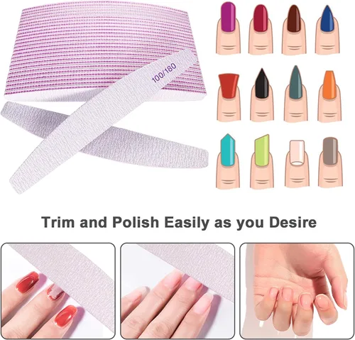 Vista 4 de Limas de uñas (25 piezas), lima de uñas de grano 100/180, tablero de esmeril a granel para uñas acrílicas y uñas naturales, limas para uñas
