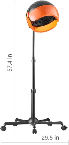 Vista 8 de Happybuy Secador de capó iónico, secador de pelo profesional de 1875 W, temporizador y 3 ajustes de calor, velocidad ajustable, soporte móvil