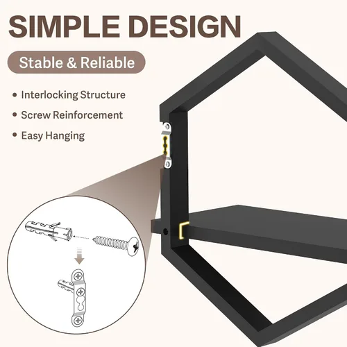 Vista 7 de KALYLOC Estantes flotantes para pared, juego de 2 estantes colgantes