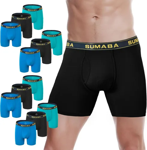 Vista 33 de SUMABA Calzoncillos tipo bóxer de pierna larga para hombre, con bolsa que no se suben para hombre 1 paquete: verde militar02