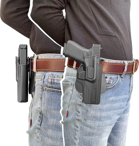 Vista 7 de POLE.CRAFT Funda OWB compatible con Glock 17 (Gen 1-5) / Glock 22 31 (Gen 1-4) compatible con Glock 19 19X 25 44 45 (Gen 1-5) / Glock 23 32