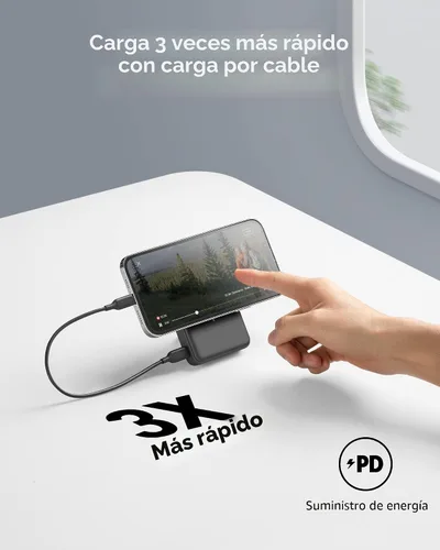 Vista 5 de ANKER Batería magnética 633, cargador portátil inalámbrico plegable de 10,000 mAh, cargador portátil inalámbrico de 20 W USB-C con soporte, Negro