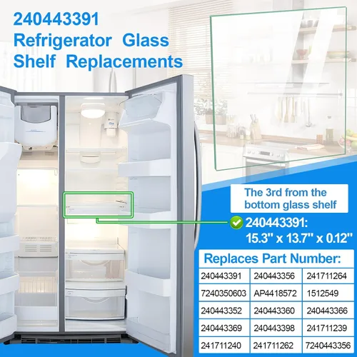 Vista 4 de Actualizado 240443391 Reemplazo de estante de vidrio para refrigerador Frigidaire Electrolux Kenmore Cubierta de cajón de delicatessen Inserto
