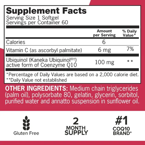 Vista 4 de Qunol Mega Ubiquinol CoQ10 Suplemento natural de C0Q10 solubre en agua y grasa para una absorción superior, patentada, antioxidante para la salud
