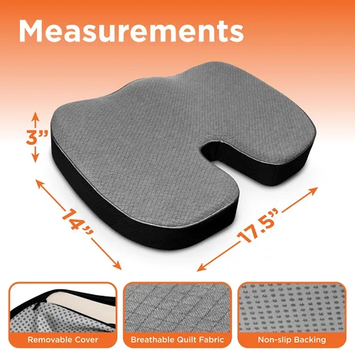 Vista 5 de BLACK+DECKER Cojín de asiento de espuma viscoelástica acolchada y tejida en U para silla de oficina, coche, silla de ruedas y avión – Ergonómico
