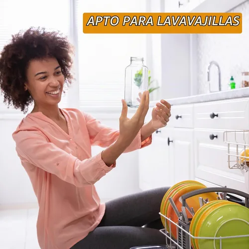 Vista 4 de umud Botellas de Jugo con Tapas, 16 Oz - Juego de 8 - Frascos de Vidrio Transparente con Tapas - Recipientes Vacíos Reutilizables para Bebidas