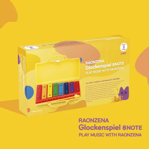 Vista 4 de Xilófono profesional de 25 notas, Glockenspiel para niños y regalo, enseña conceptos básicos de música (arcoíris de 8 notas)
