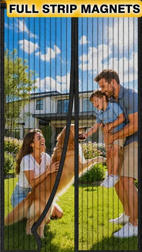 Vista 11 de Puerta mosquitera magnética, cortina de puerta de malla resistente con fuertes imanes de marco completo, cierre automático manos libres, apta