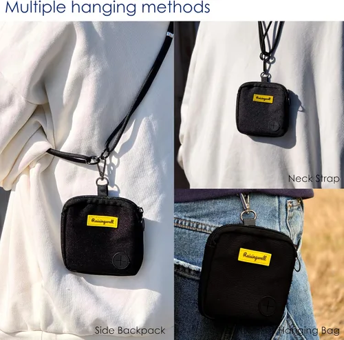 Vista 6 de Bolsa de golosinas para perros Raisingwell para caminar y entrenar con clicker, bolsas para excrementos pequeñas, riñonera con cierre, kit de A1.