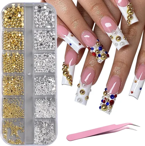 Vista 8 de Fcozpjk 3D Aurora Bubble Nail Beads Mezcla Cristal Sirena Cuentas para Uñas Cuentas de uñas Aurora