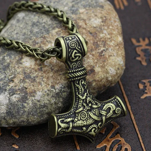 Vista 2 de TTKP - Collar con colgante de martillo de Viking Norse Thor Mjolnir para hombre, escandinavo