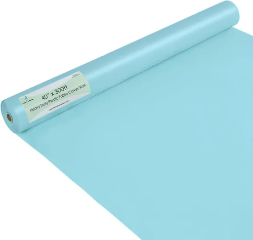 Vista 70 de Rollo de plástico para cubierta de mesa color verde manzana, 40 pulgadas x 100 pies, rollo de plástico resistente para cubierta de mesa de banquetes