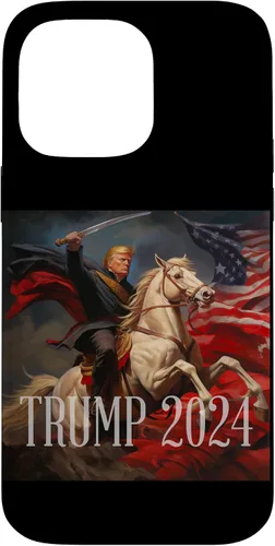 Vista 21 de iPhone 16 Donald Trump - 2024 - American Flag - Horse - Funda de espada