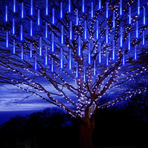 Vista 11 de Purtuemy - Luces de Halloween para exteriores, luces con diseño de lluvia de meteoritos, 12 pulgadas, 8 tubos, luces de hadas en cascada
