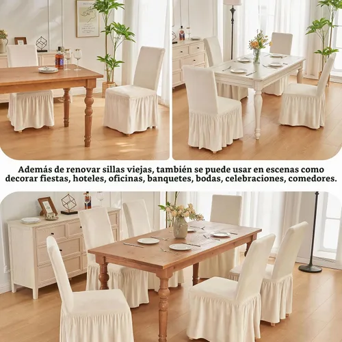Vista 6 de NICEEC Fundas de silla de elastano para sillas de comedor, juego de 2 fundas de silla de comedor extraíbles con falda, fundas para sillas Parson