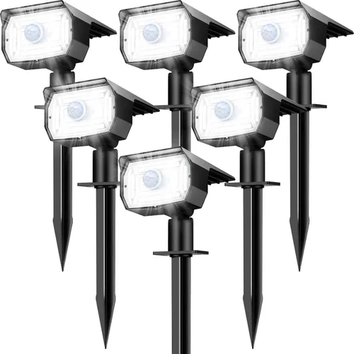 Vista 27 de nipify 1 paquete de luces solares para exteriores, impermeables, con sensor de movimiento, luces de punto con 3 modos, luces solares 2 en 1