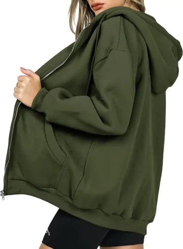 Vista 8 de PRETTYGARDEN Sudaderas con capucha Y2K con cremallera y bolsillos para mujer