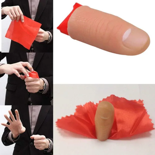 Vista 6 de PULABO Magic Thumb Tip Trick Finger Rubber Close Up Vanish Appearing Hanky Trick Prop Cómodo y respetuoso con el medio ambiente