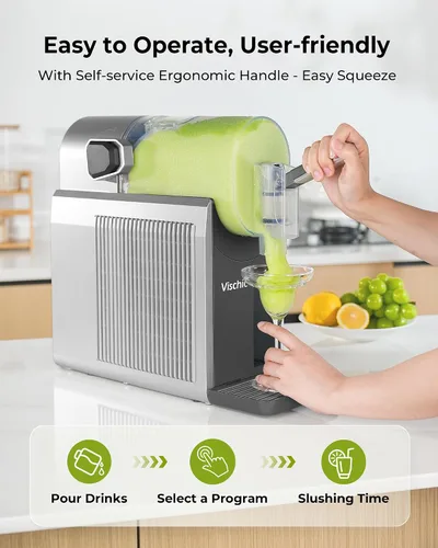 Vista 6 de Máquina de granizado: Máquina de Granizado para uso doméstico con 7 programas preestablecidos y función de limpieza automática, fabricante de Plata