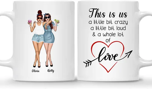 Vista 7 de Gossby Taza de café personalizada para mejores amigas, regalo personalizado para mujeres con nombre, cumpleaños, Navidad, regalo de taza de larga