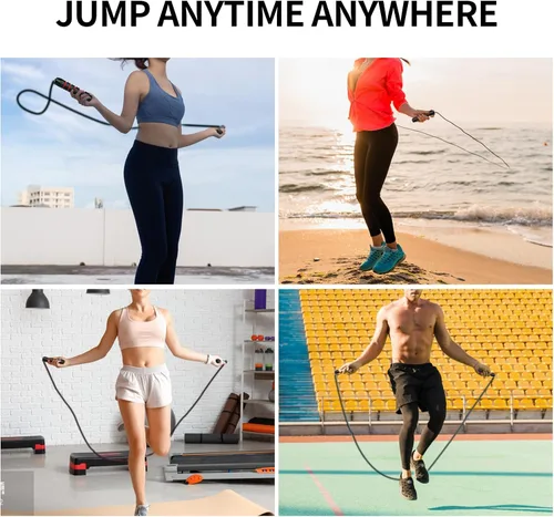Vista 7 de Jump Rope, Jump Ropes for Fitness, Jump Rope for Men Women, Skipping Rope with Ball Bearings, Adjustable Jump Ropes,Tangle-Free Rapid Speed Jumping