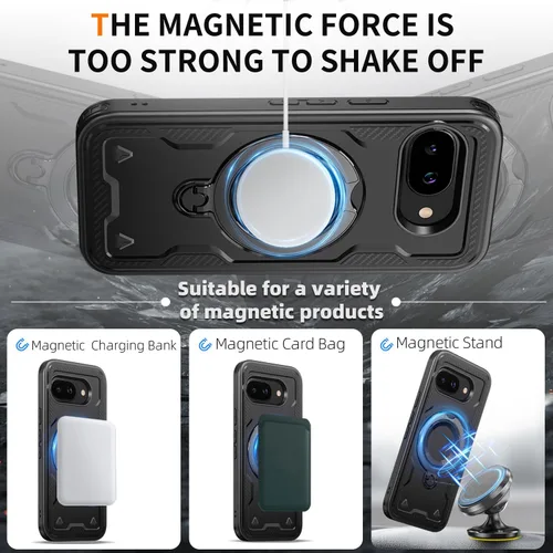 Vista 2 de Funda magnética para Google Pixel 9A compatible con cargador inalámbrico MagSafe, para Pixel 9A, funda de teléfono integrada de 360 °, con 2