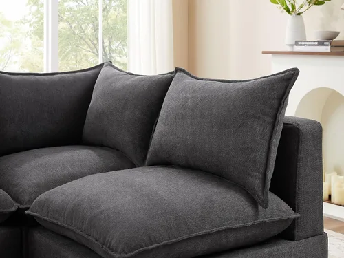 Vista 7 de VANOMi Sofá modular seccional, sofá de nube de asiento profundo, cojines ultra cómodos, tapicería suave, funda extraíble, 2 plazas para sala de estar
