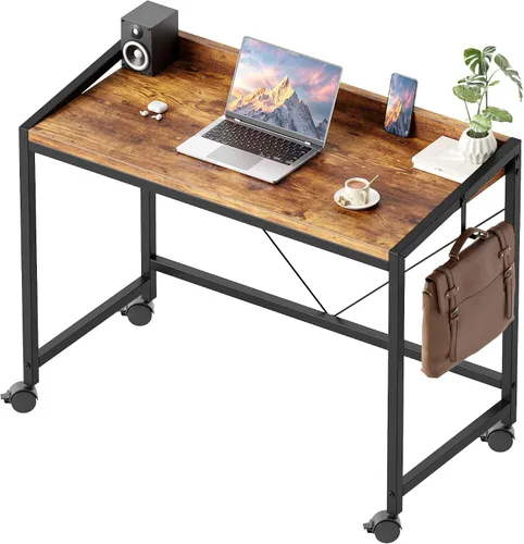 Vista 20 de Mericonia Escritorio de computador, escritorio de juegos para espacios pequeños, mesa moderna de estilo simple para oficina en casa, mesa de estudio