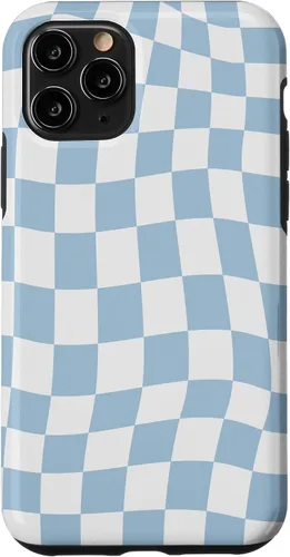 Vista 27 de Funda estética pastel azul claro remolino a cuadros para iPhone 16