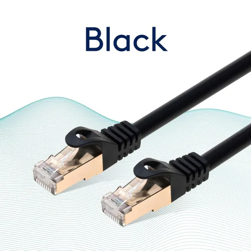 Vista 2 de Cable Ethernet Cat 7, cable de conexión de red negro, 6 pies, 10 Gbps, LAN, 600 MHz, cobre, 26 AWG S/FTP CAT7, rendimiento de Internet de alta