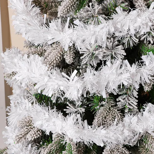 Vista 4 de KIMOBER Guirnalda de oropel de Navidad de 9.99 m, guirnalda metálica blanca para árbol de Navidad, decoraciones para bodas y fiestas