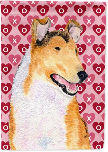 Vista 319 de Caroline's Treasures SS4484GF Bandera de jardín con diseño de bulldog inglés y corazones para el Día de San Valentín, bandera decorativa para patio