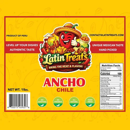 Vista 2 de Latin Treats - Chiles anchos de 16 onzas (1 libra) – Pimientos anchos secos enteros de Perú, cápsulas de chile poblano seco para tacos Birria