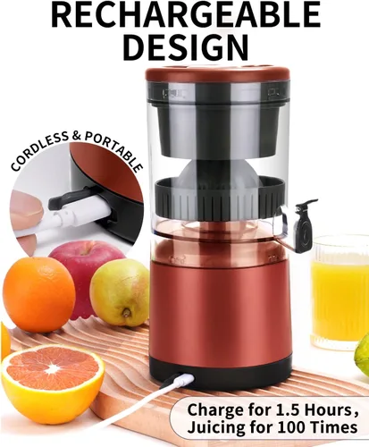 Vista 2 de Exprimidor de cítricos recargables - Exprimidor portátil con USB y cepillo de limpieza para naranja, limón, pomelo