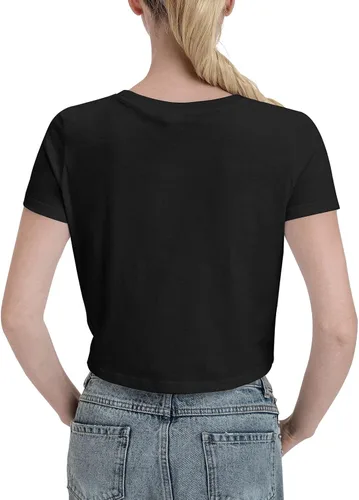 Vista 5 de Patriotic-Pitbull-American-Flag Womens Short Sleeve Cotton Crew-Neck Crop Top Basic T-Shirt