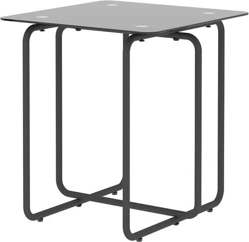 Vista 3 de Mesa auxiliar moderna de cristal templado para sala de estar, dormitorio, color negro
