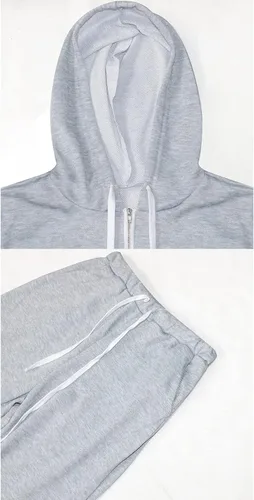 Vista 6 de Angsuttc Conjunto deportivo de 2 piezas para mujer, conjunto casual de manga larga con capucha y pantalones deportivos