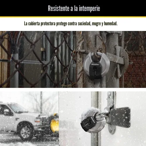Vista 4 de Master Lock Magnum Candado de Disco de Acero Inoxidable de Servicio Pesado con Llaves, Cerradura de Almacenamiento de Servicio Pesado con Llave