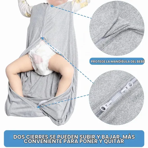 Vista 3 de BSTOPPT - Paquete de 3 sacos de dormir para bebés de 0 a 6 meses, 100 % rayón y algodón, con cierre de 2 vías, cómodos, elásticos y delgados. TOG