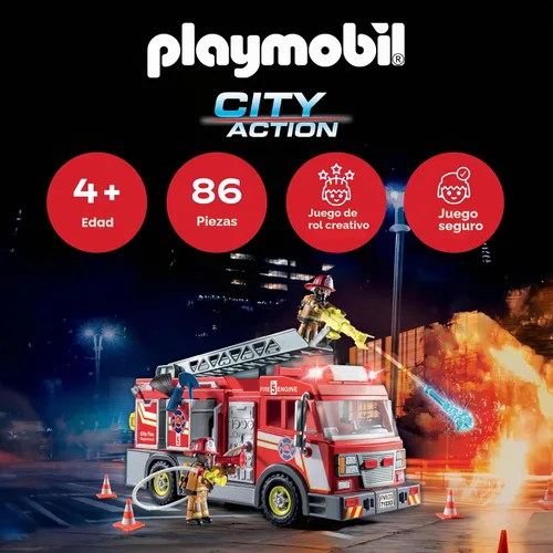 Vista 3 de Playmobil Camión de bomberos con accesorios y 2 figuras