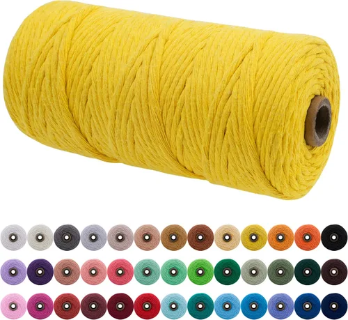 Vista 67 de JeogYong Cordón de macramé de un solo hilo 3 mm x 109 yardas (328 pies) Cuerda de algodón suave Hilo de macramé de 3 mm, suministros de macramé