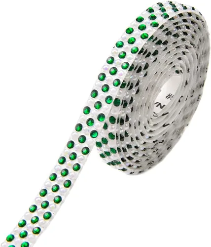 Vista 6 de Cinta autoadhesiva de diamantes de imitación de 5 yardas/rollo, cinta de diamantes de imitación de ABS con diamantes de imitación de 0.118 pulgadas