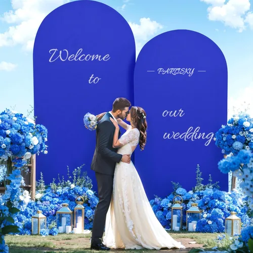 Vista 88 de Baby Blue Arch Backdrop Cover, 6FT Spandex Fitted Wedding Arch Stand Covers Round Top Chiara Backdrop Cover for Birthday Party Ceremony Banquet Azul