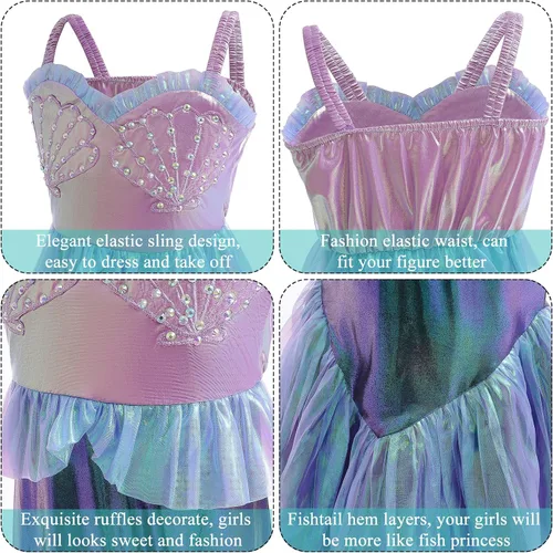 Vista 3 de Hugeek Disfraz de princesa para niñas pequeñas, disfraz de cosplay, Halloween, fiesta de cumpleaños