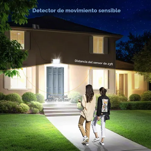 Vista 6 de Aialun 184 luces LED solares de inundación para exteriores, sensor de movimiento, luces de inundación solares con cable de 16.4 pies, impermeable