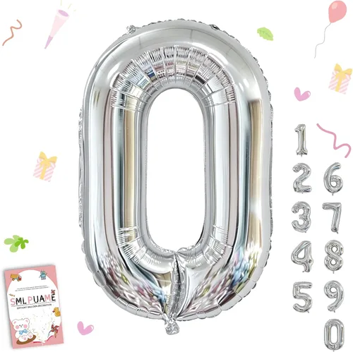 Vista 156 de Globos grandes de 40 pulgadas de números del 0 al 9, globos numéricos para decoración de fiesta de cumpleaños, globos de helio de aluminio