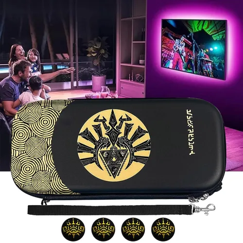 Vista 6 de Carrying Case for SwitchSwitch OLED Compatible with Zelda Tears of The Kingdom, Portable Carry Case for Switch with 4PCS Thumb Grips