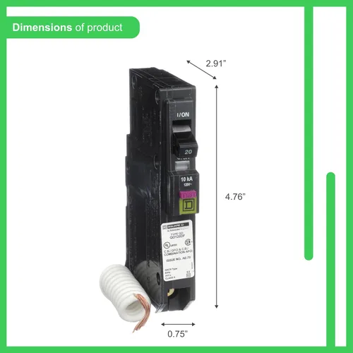 Vista 3 de Disyuntor Square D por SCHNEIDER ELECTRIC qo 20 Amp comprobador de doble función (cafci y GFCI)